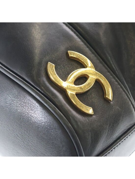 Chanel Vintage Triple CC Logo GD Backpack Black Gold main image 10
